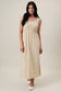 Gilli Sleeveless  Elastic Waist Side Slit Maxi Dress: Ivory-Taupe Stripe