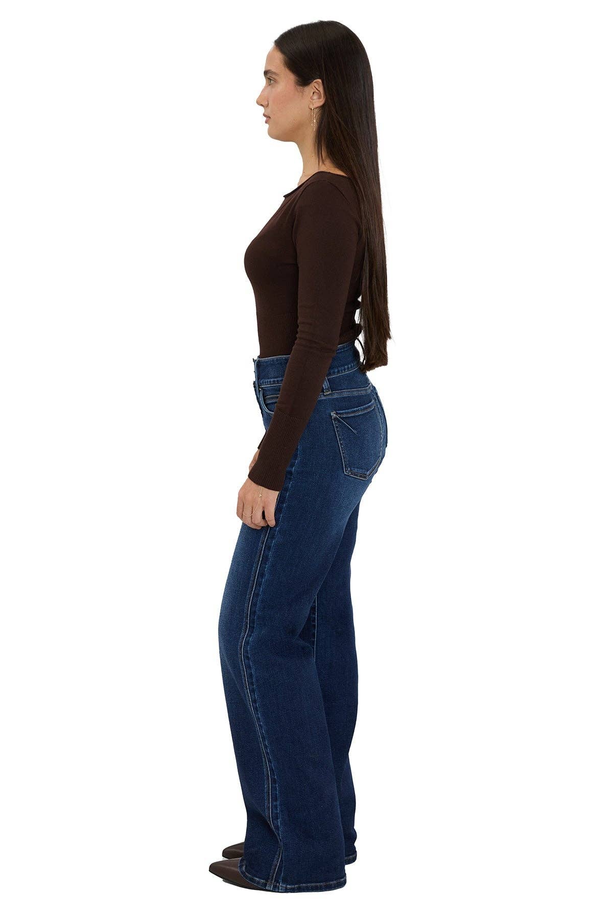 RFM Hailey High Rise Wide Leg Slimmer Jeans - Dark Wash