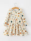 Fall Orange Pumpkin & Leaf Twirl Girls Dress