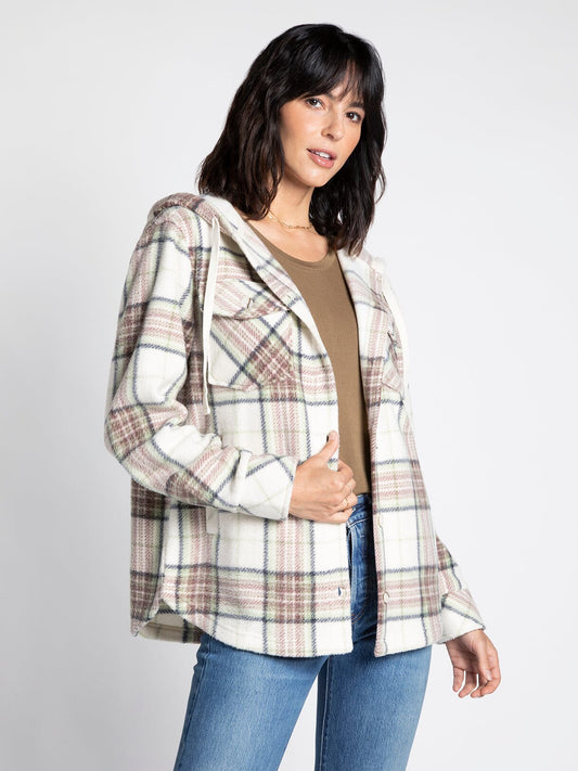 Thread & Supply Navy/Mauve/Green Plaid Almira Shacket