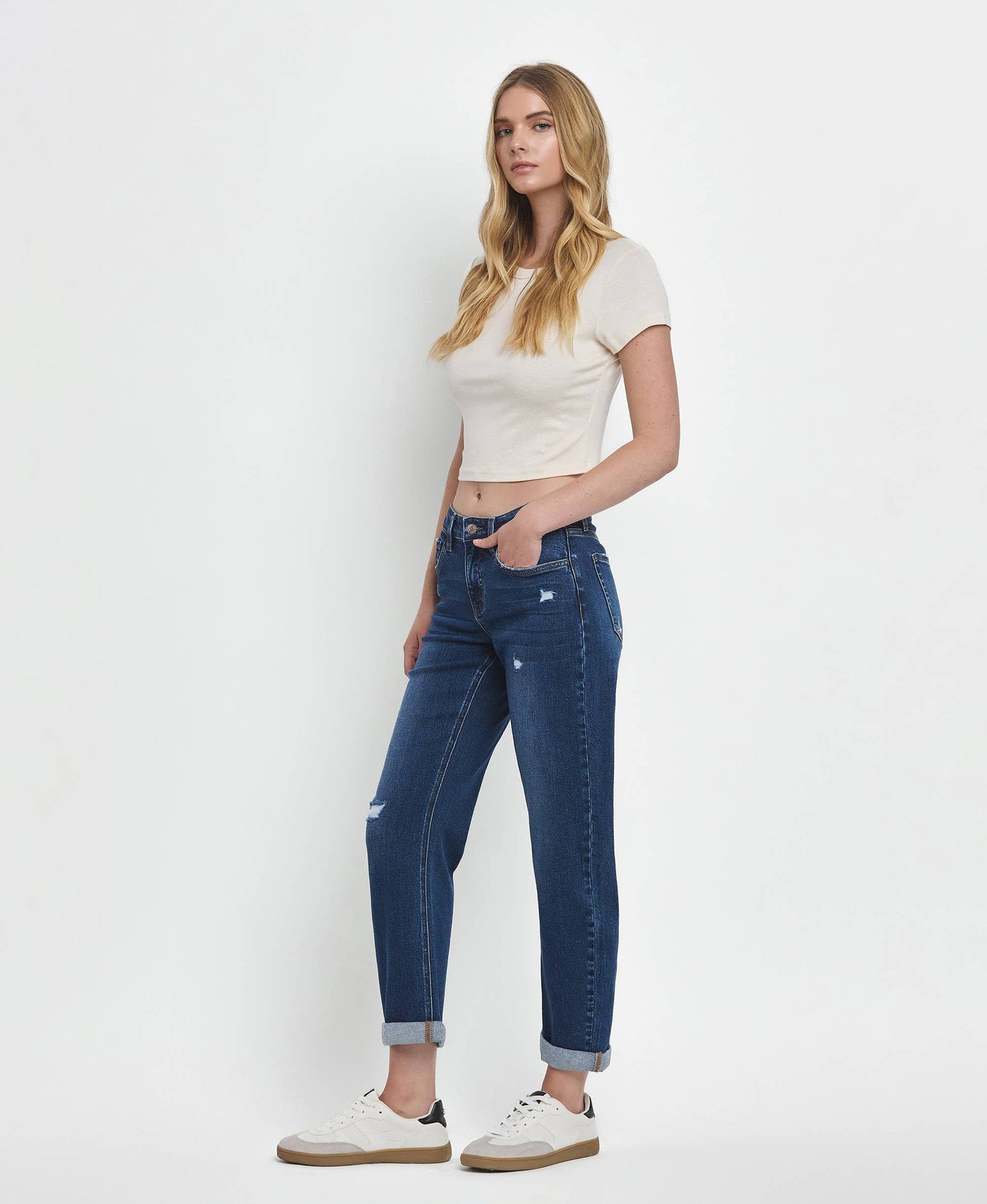 Lovervet Mid Rise Double Cuffed Barrel Jean