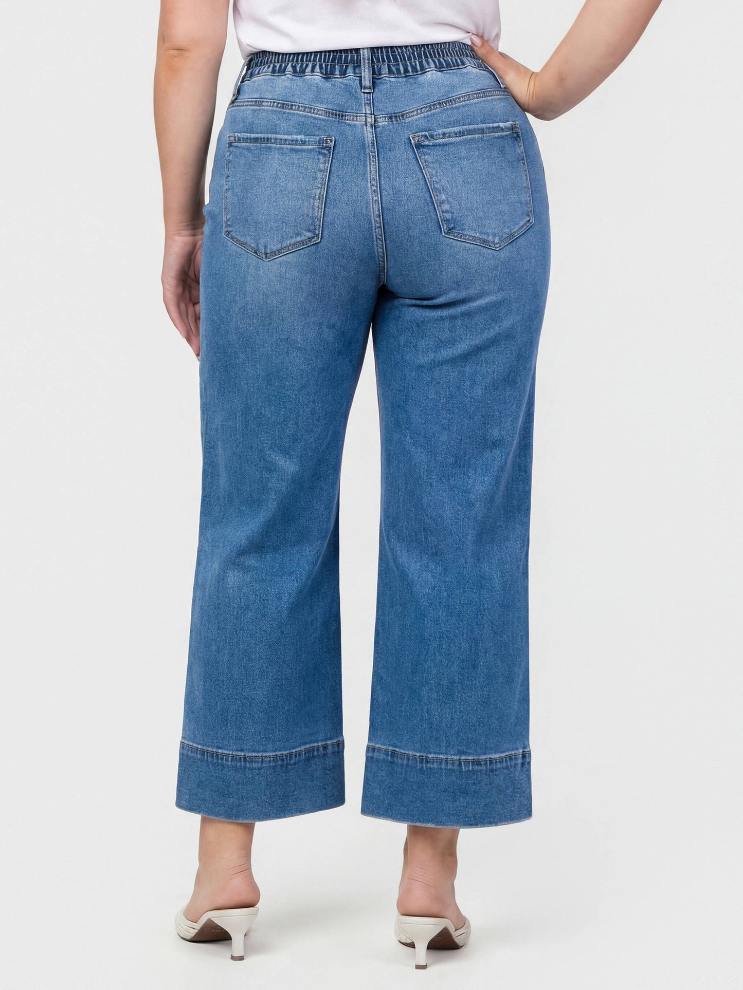 Lovervet Plus High Rise Elastic Waistband Wide Leg
