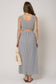 Gilli Sleeveless Elastic Waist Side Slit Maxi Dress: Ivory-Navy Stripe