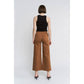 Mica Denim High Rise Wide Leg Crop: Caramel