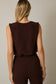 Gilli Round Neck Sleeveless Bubble Hem Top: Mocha