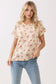 Bombom Floral Ribbed Short Sleeve Knit Top