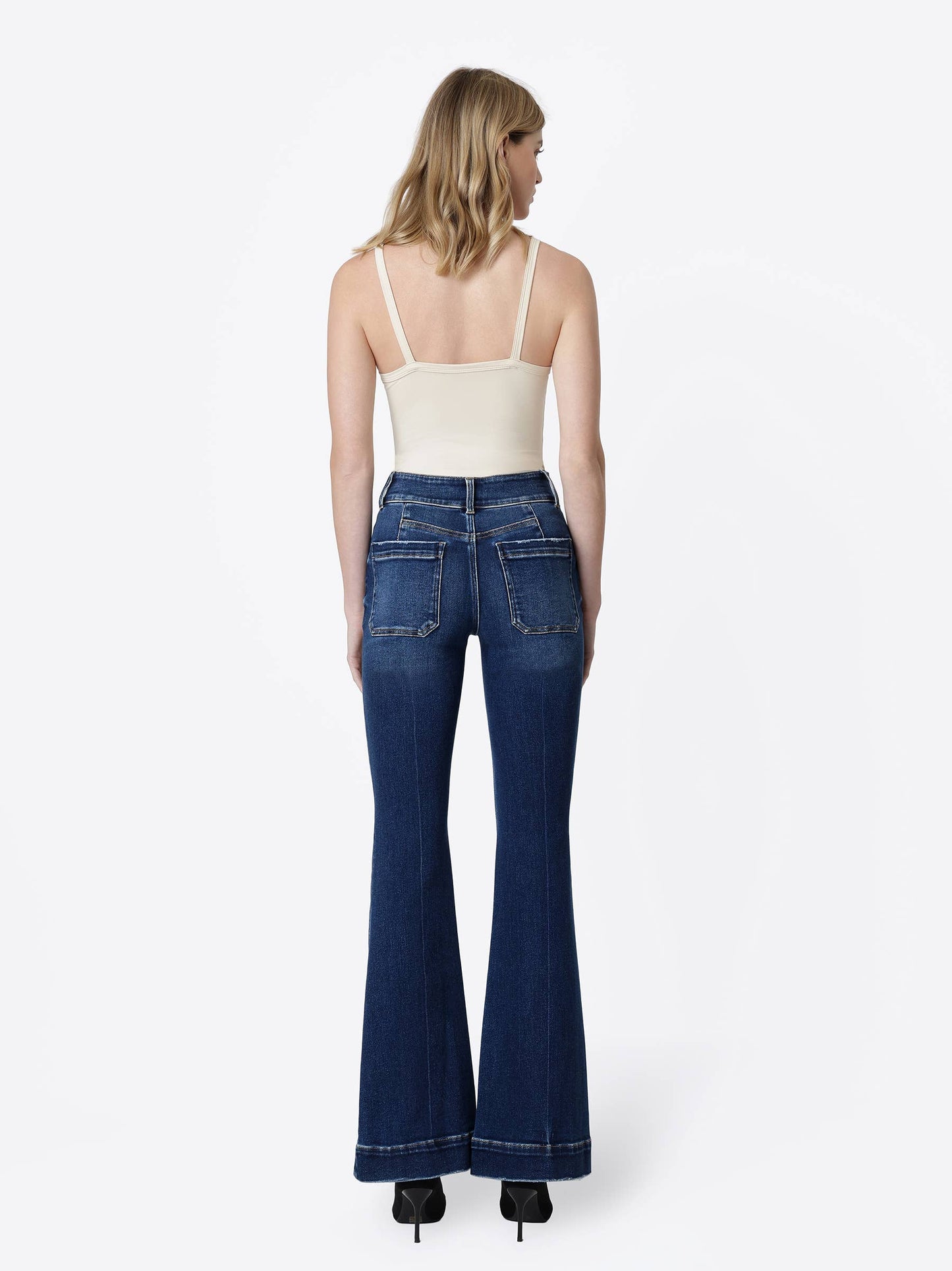 Lovervet High Rise Two Button Back Yoke Flare