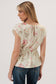 Round Neck Short Sleeve Waist Shirring Detail Top: Butter-Multi Floral
