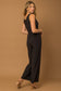 Gilli Sleeveless Surplice Jumpsuit with Pockets: Black