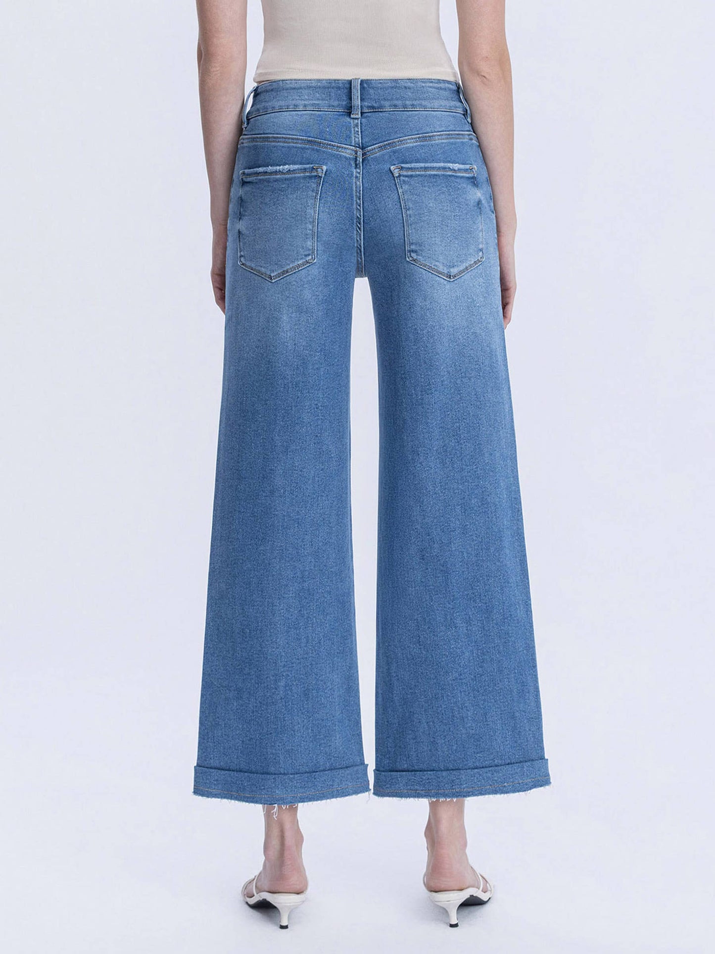 Lovervet High Rise Two Button Trouser Hem Wide Leg