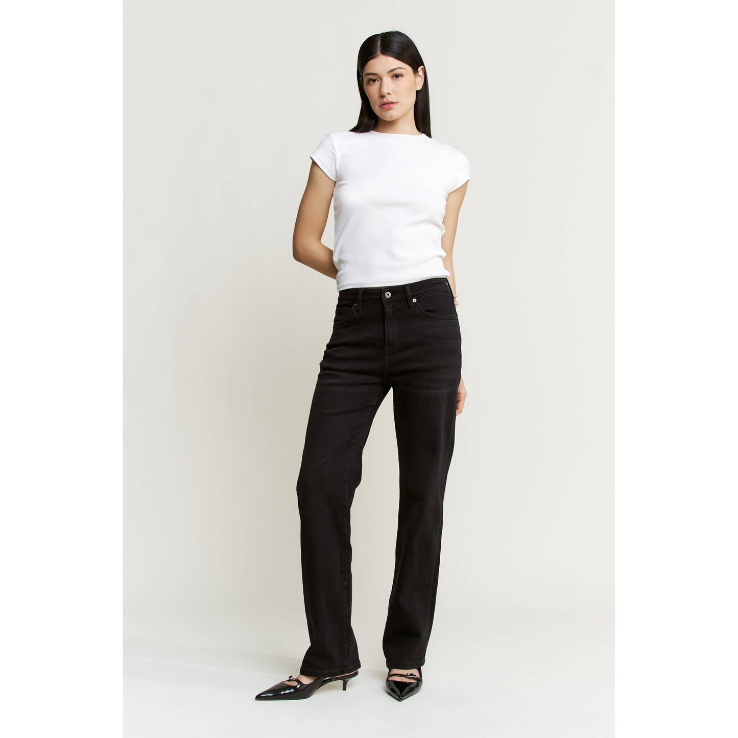 Mica Denim High Rise Straight Leg - Moon Black