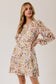 Gilli Long Sleeve Floral Print Mini Dress: Ivory-Multi Floral
