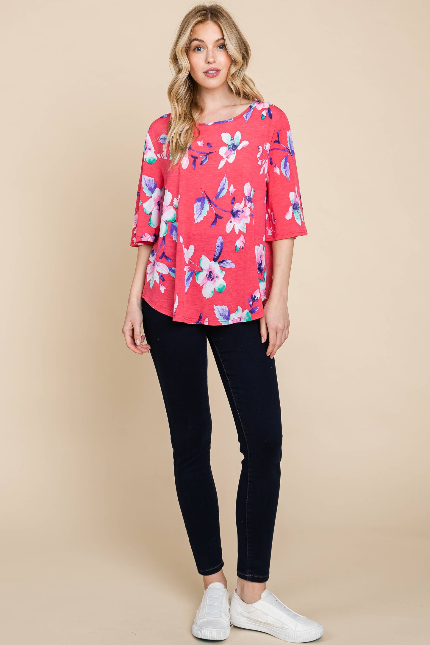 Floral Print Fuchsia Tunic