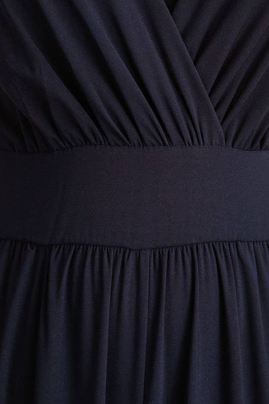 Surplice Sleevless Waist Defined Cropped Jumpsuit: Navy
