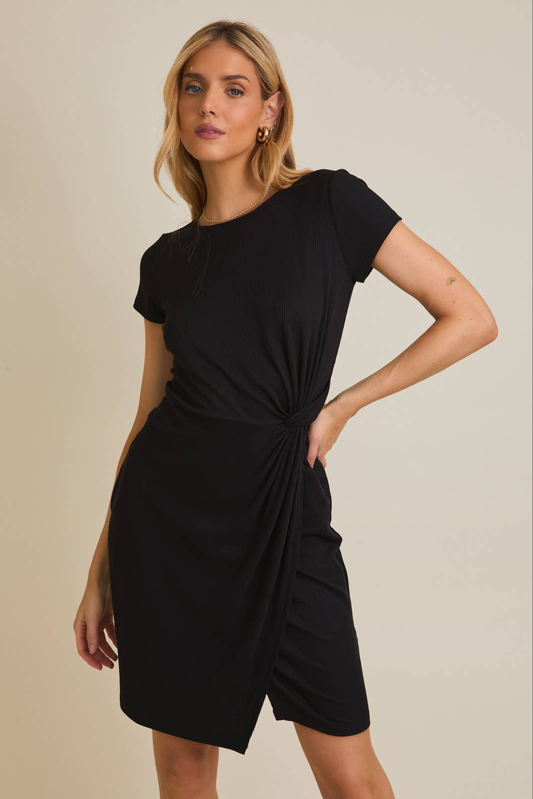 Gilli Front Twist Fitted Dress- Dusty Lavender