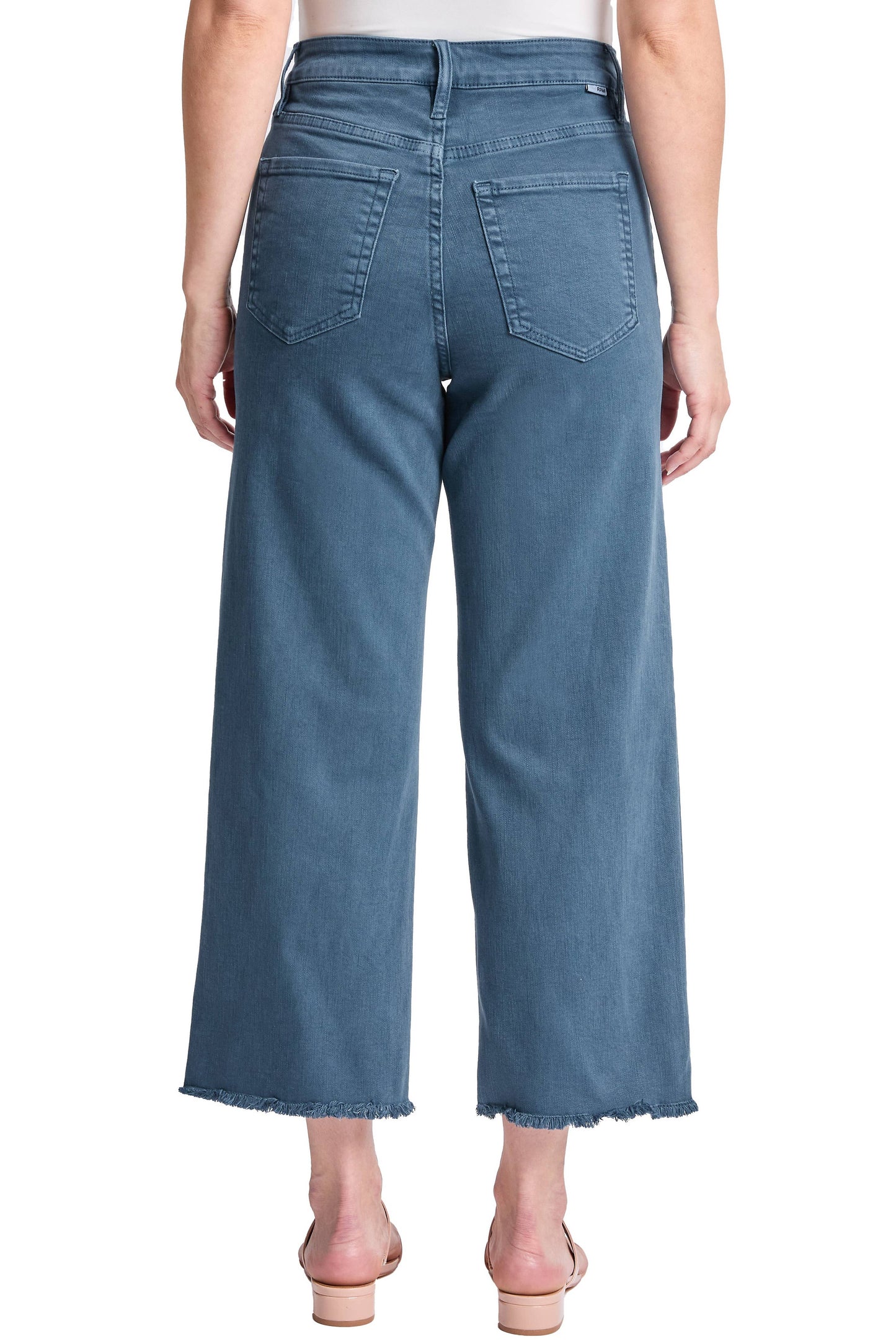 Chloe High Rise Cropped Wide Leg Jeans: Blue Slate