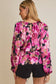 Gilli Long Sleeve Peplum Top: Black-Fuschia Floral