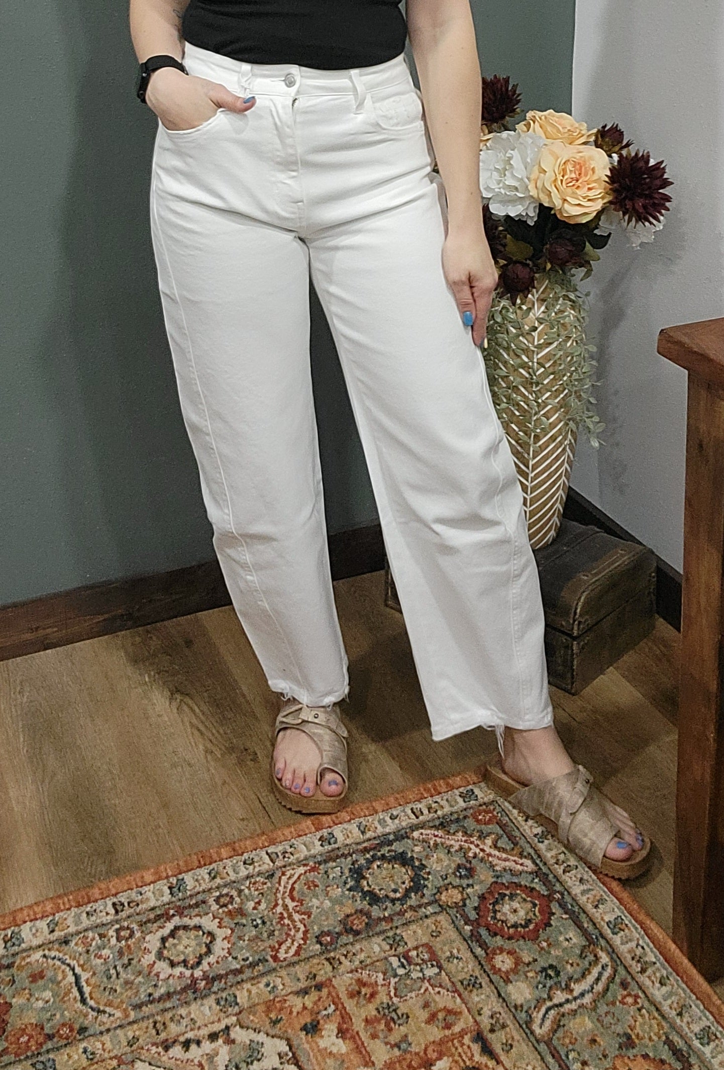 Vervet Barrel Leg Optic White Denim Jeans