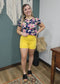 Judy Blue Sunflower Yellow Tummy Control Cuffed Denim Shorts