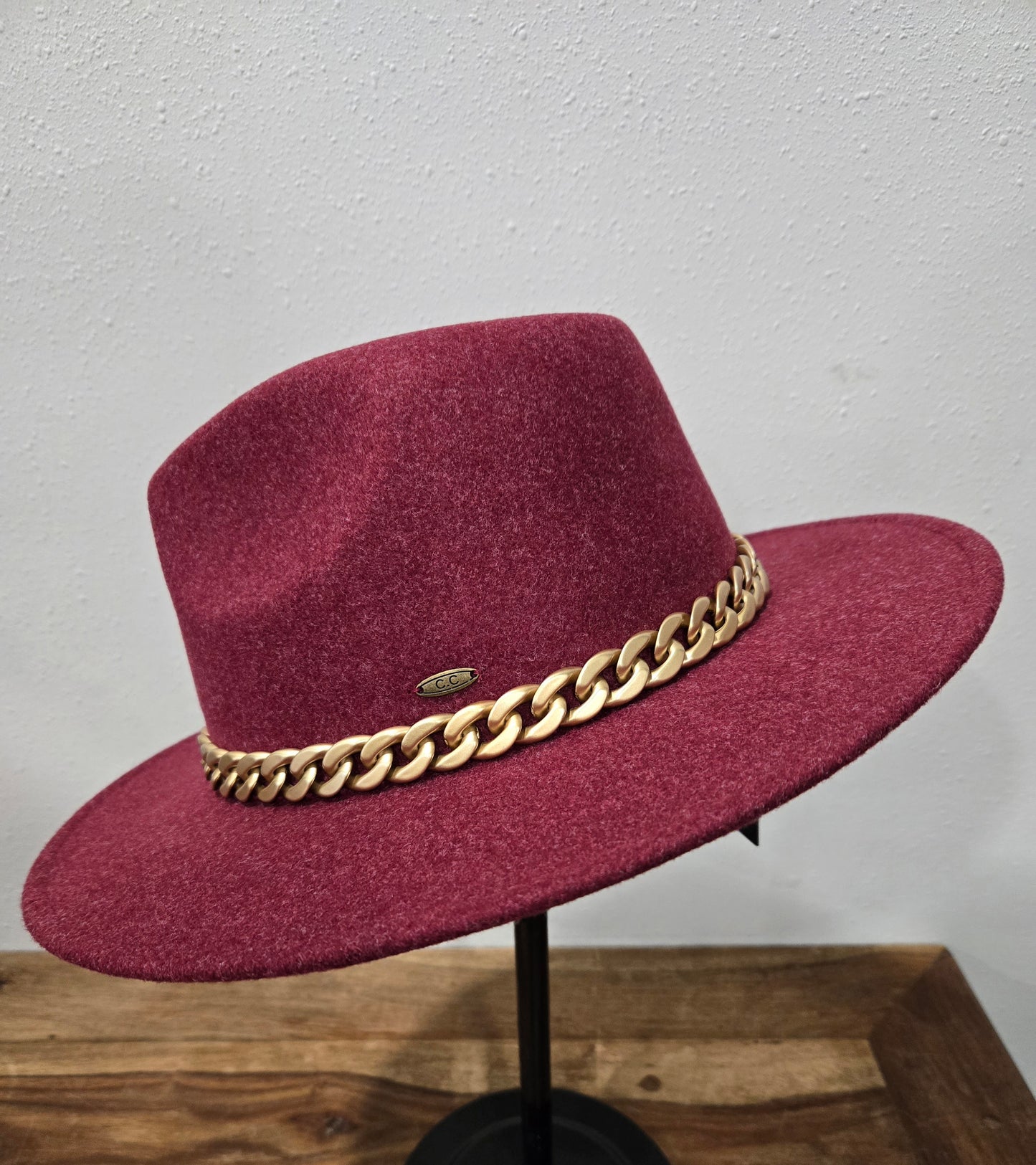 CC Beanie Fedora Hat - Heather Wine w/Chain Band