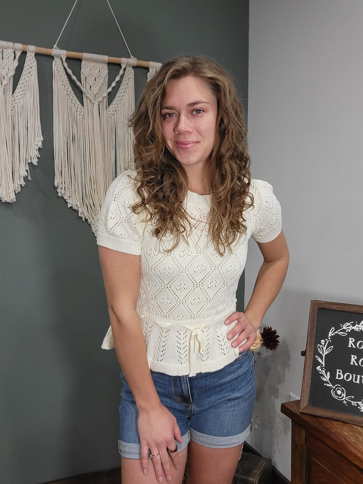 Listicle Knit Peplum Top
