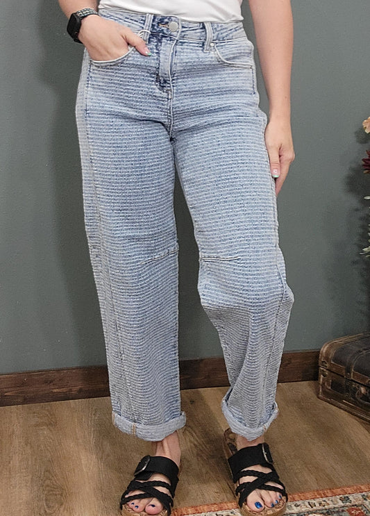 Risen Slouchy Barrel Textured Denim Jean