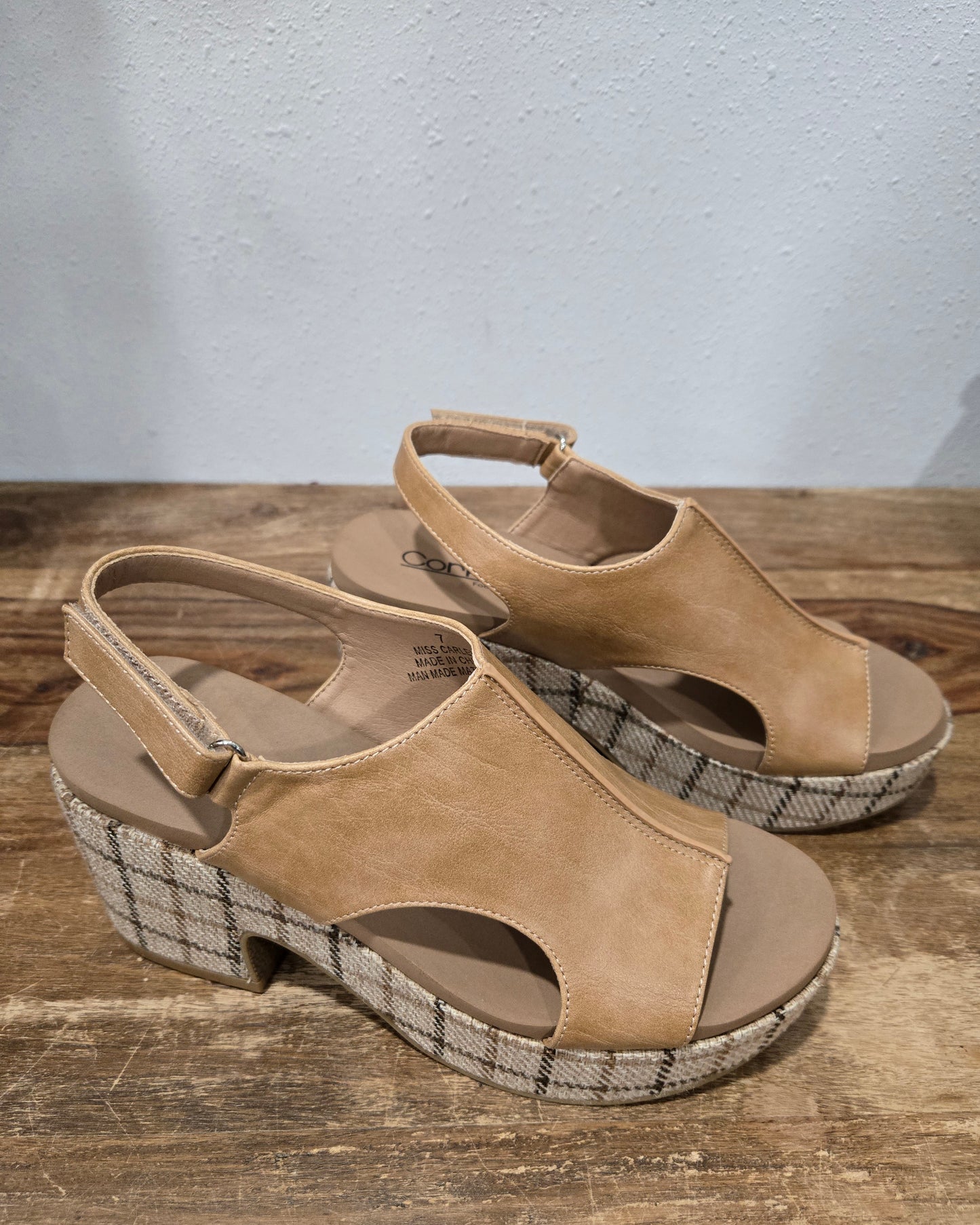 Corkys Miss Carley Plaid Sandal - Caramel