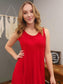 Creation Red Short Sleeve Flowy Dress