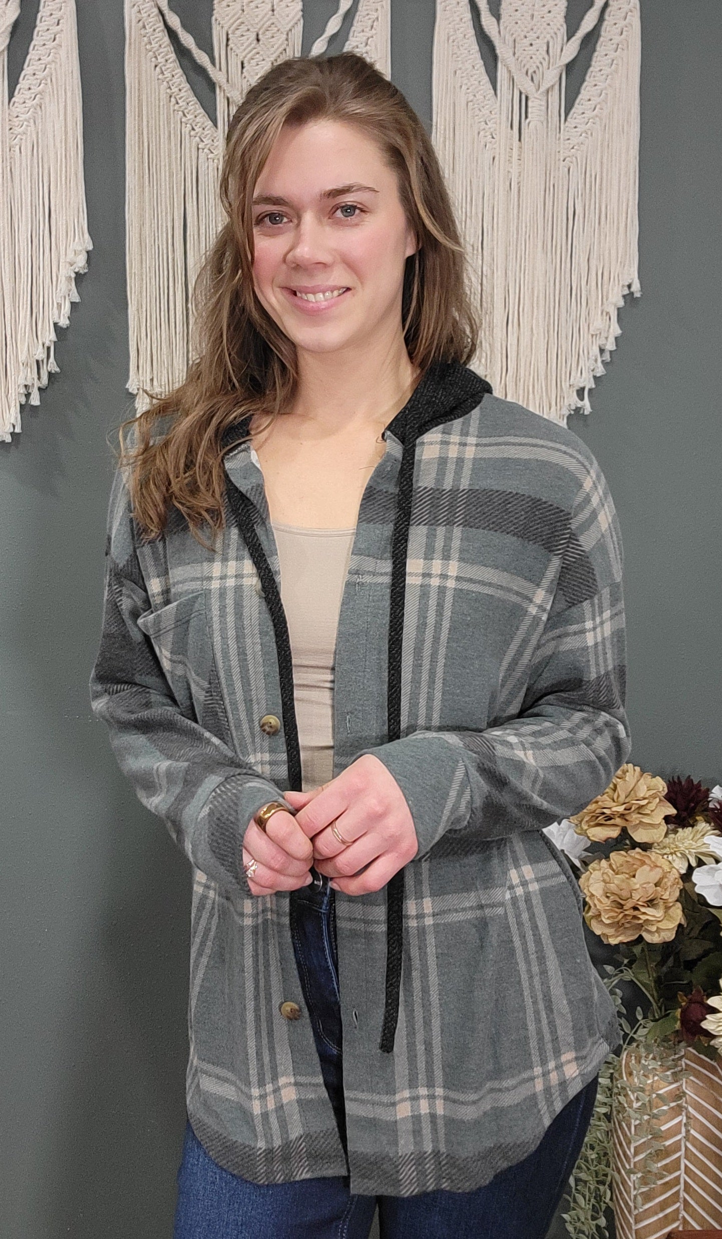 7th Ray Plaid Hoodie Button up