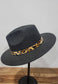CC Beanie Fedora Hat - Heather Black w/Leopard Print Band