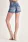 Risen Mid Rise Distressed Dark Wash Denim Short