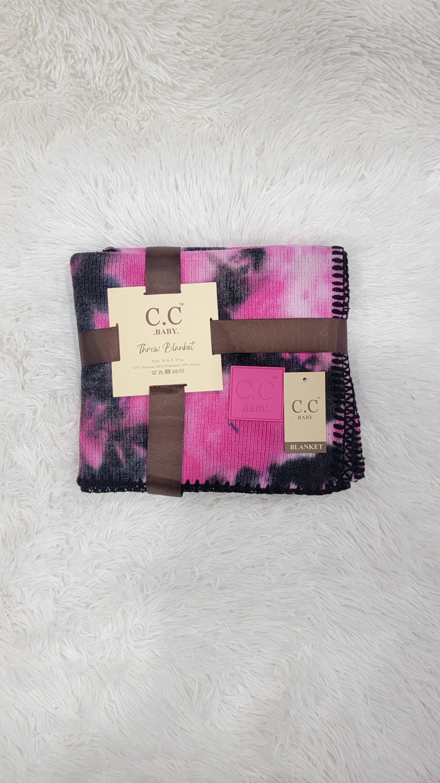 CC Black/Hot Pink Tie Dye Baby Blanket