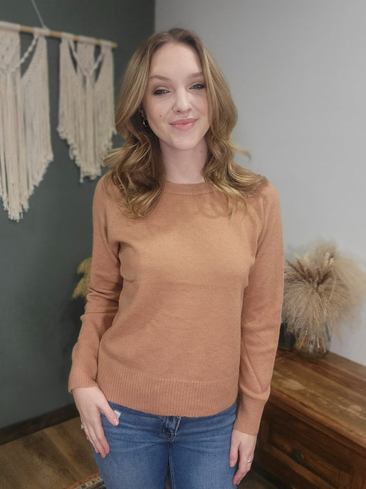 Becool Light Orange Crew Neck Sweater