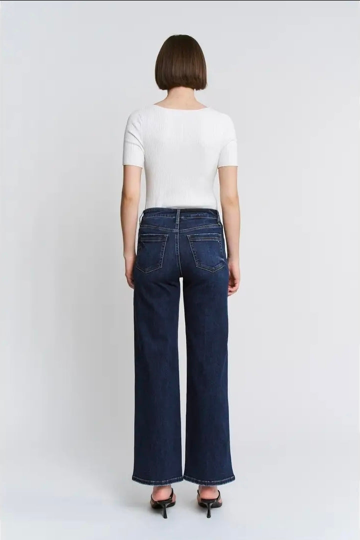 Mica Denim High Rise Wide Ankle with Patch Pocket