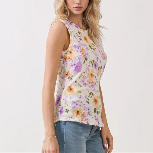 Bombom Floral Ribbed Tank Top