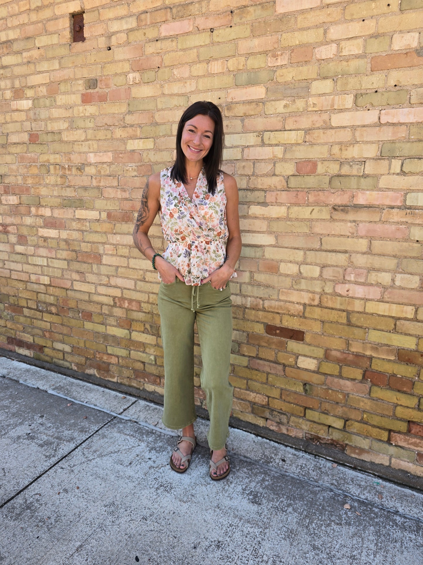Vervet Crop Wide Leg Eucalyptus Green Denim Jeans