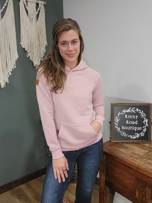 Michelle Mae Pink Ribbed Hoodie