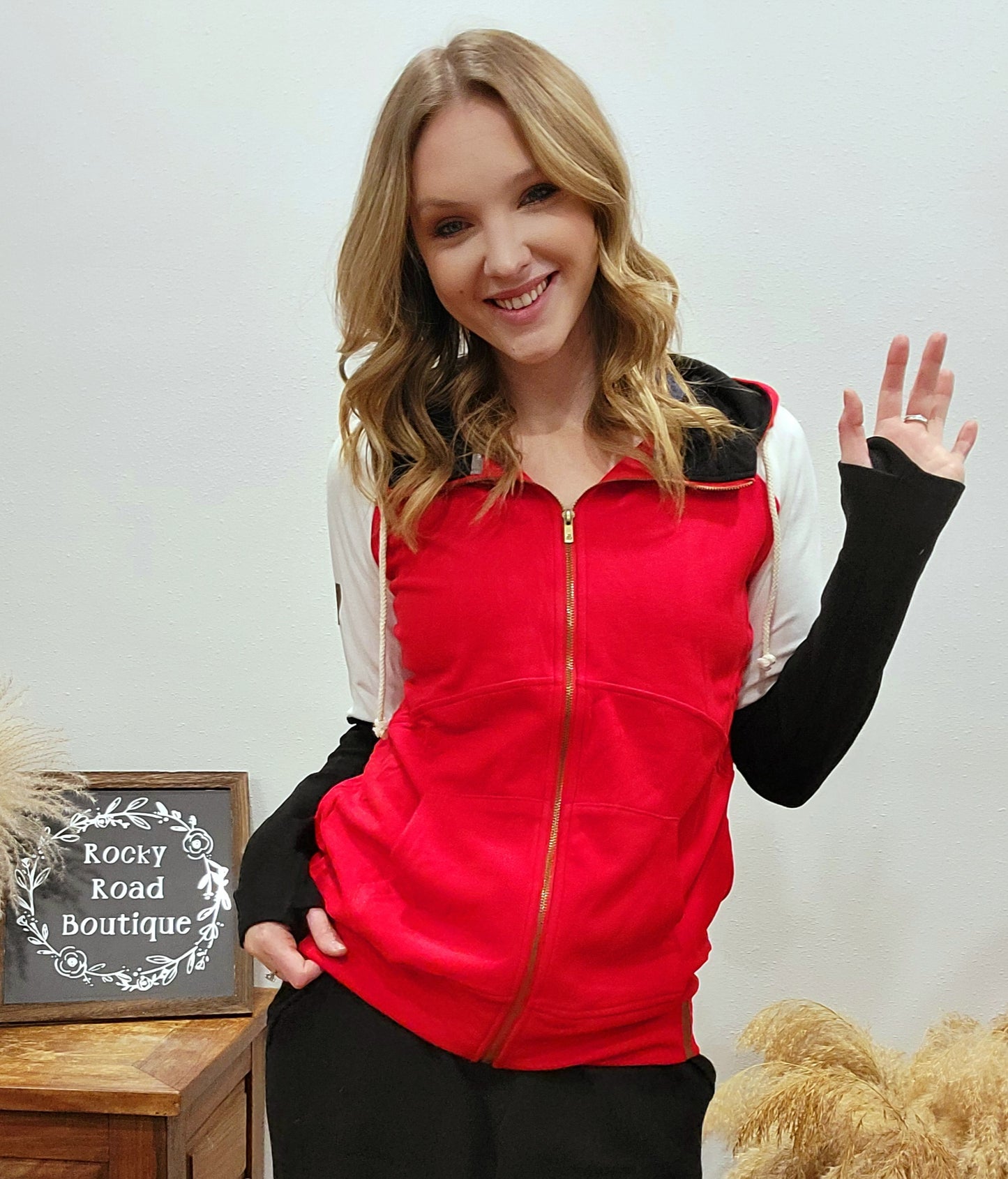 Ampersand Avenue Performance Fleece FullZip / Red & Black