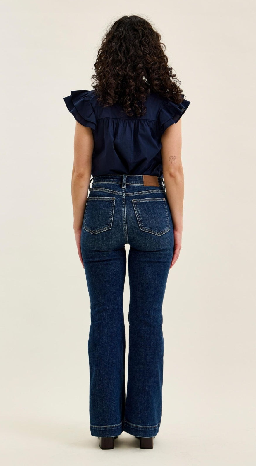Judy Blue High Rise Petite Flare Trouser Hem