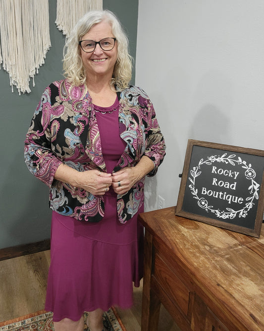 Southern Lady Purple+Tan Cardigan