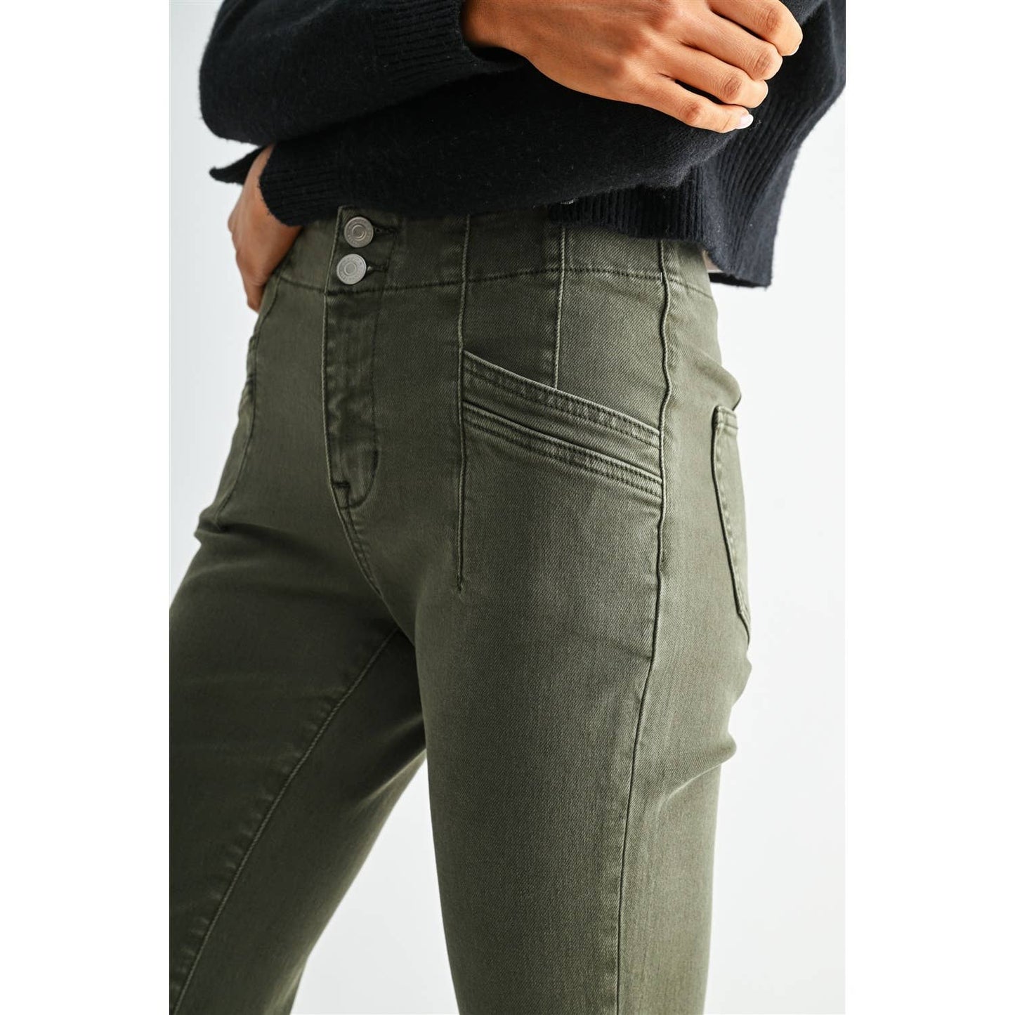 Mica Denim Mid-Rise Straight Ankle - Verdant Green
