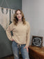 ComfyLuxe Bottom Tie Crew Neck Sweater / Beige