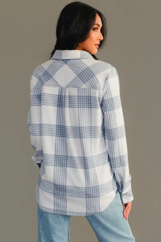 Panache Soft Button Up - Dusty Blue & White Plaid