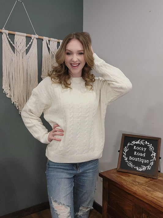 ComfyLuxe Cable Knit Sweater / Ivory