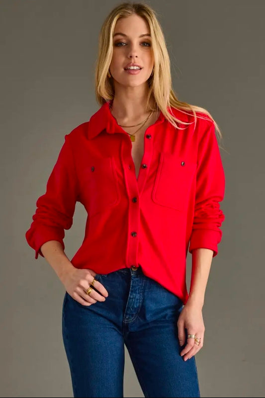 Panache Soft Button Up - Red
