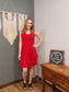 Creation Red Short Sleeve Flowy Dress