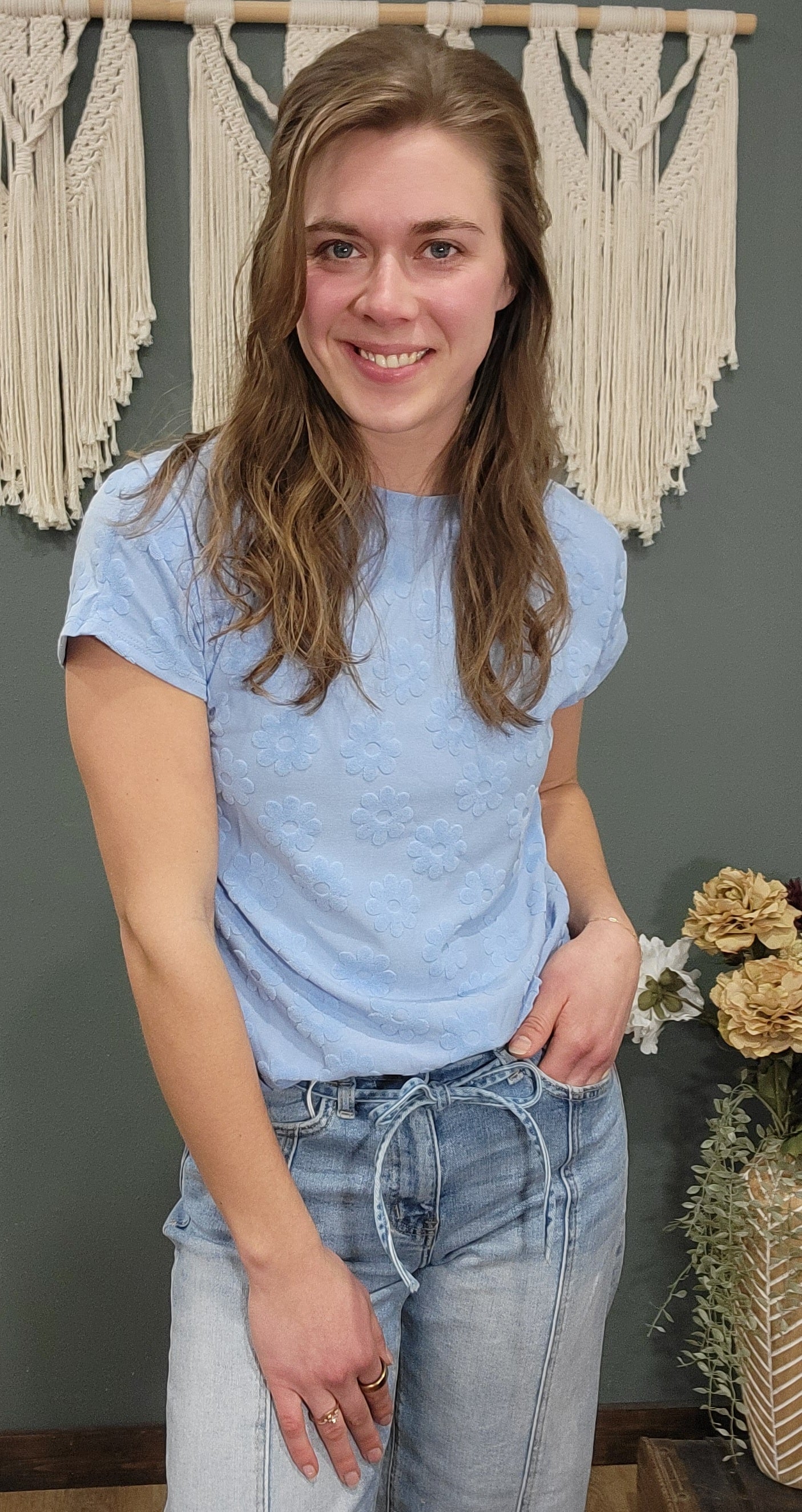 Bombom Light Blue Daisy Short Sleeve Tee