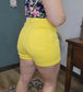 Judy Blue Sunflower Yellow Tummy Control Cuffed Denim Shorts