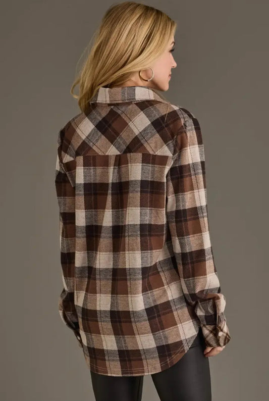 Panache Soft Button Up - Brown Plaid