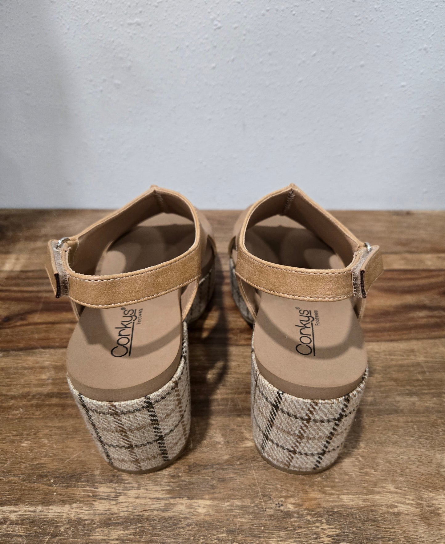 Corkys Miss Carley Plaid Sandal - Caramel